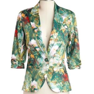Modcloth 3/4 Sleeve Floral Blazer Size Small